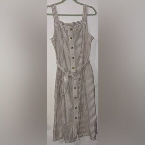 Liz Claiborne Beige Striped Midi Dress